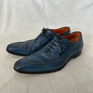 Mezlan Mens Blue Lace-Up Leather Dress Shoes 9M